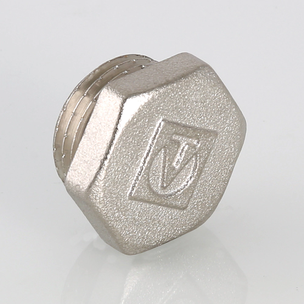 Пробка VALTEC 1" НР латунь никелированная