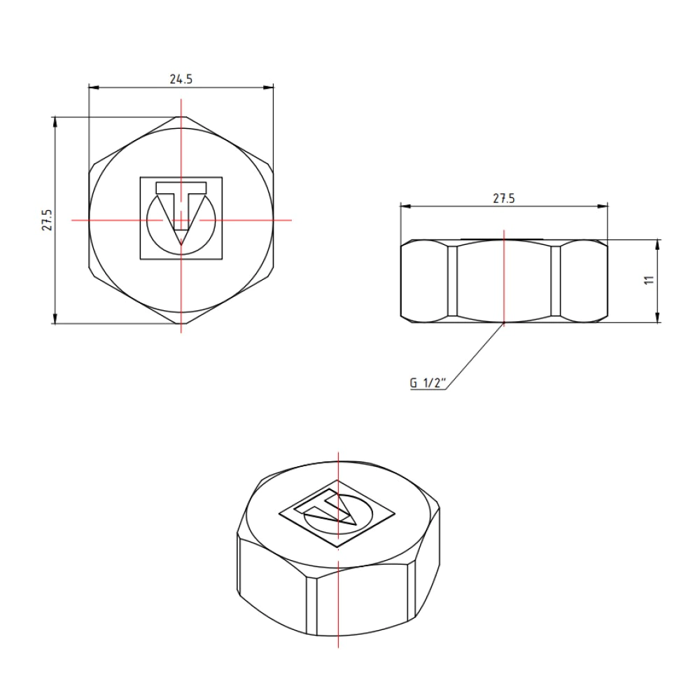 Заглушка VALTEC 1/2" ВР латунь никелированная