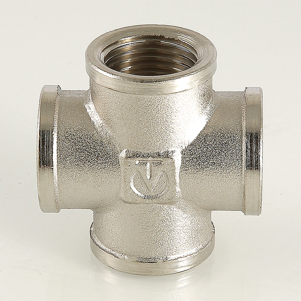 Крестовина VALTEC 1/2" ВР латунь никелированная