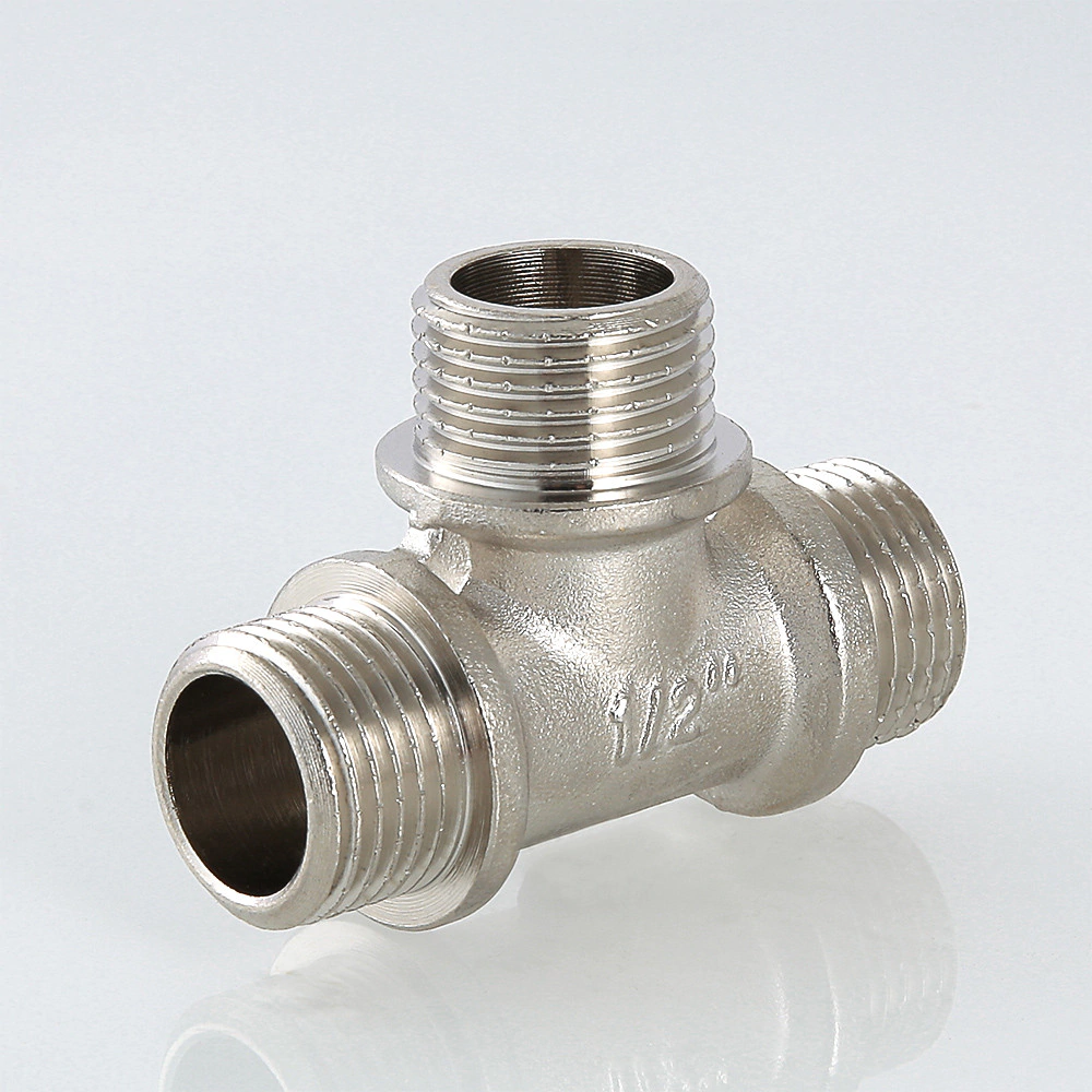 Тройник VALTEC 1/2" НР латунь никелированная