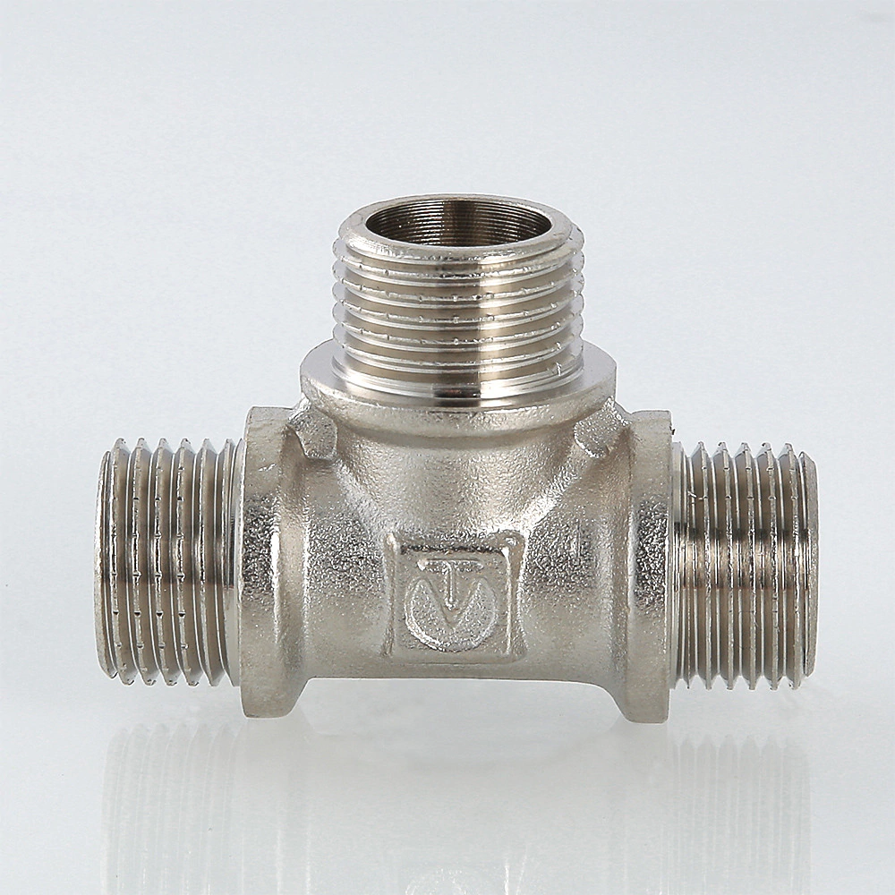 Тройник VALTEC 3/4" НР-НР-НР латунь никелированная