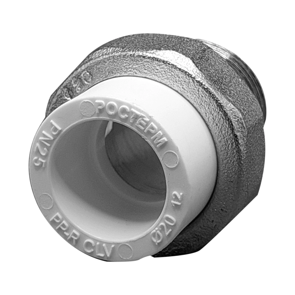 Муфта комбинированная разъемная PP-R d20x3/4" НР РОСТЕРМ