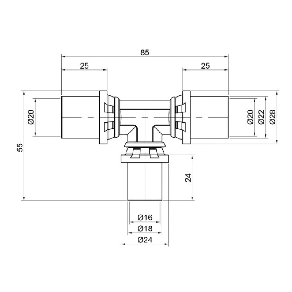 Тройник-пресс SEMPITER ICMA D 20х16х20