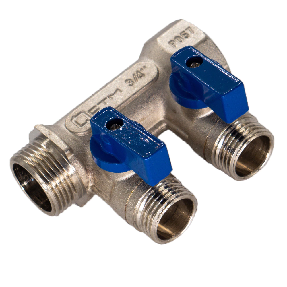 Коллектор 2 выхода с шаровыми кранами 3/4"х1/2" СТМ