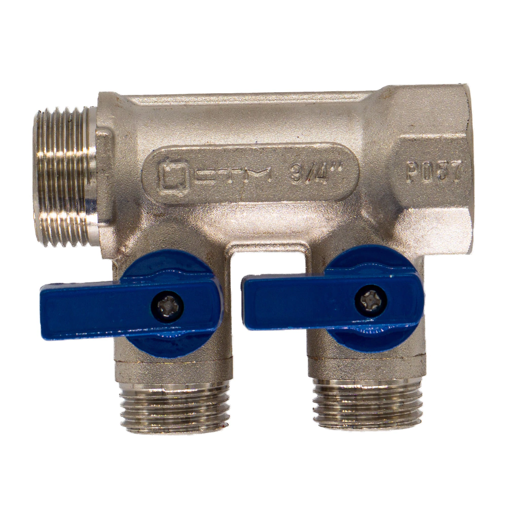 Коллектор 2 выхода с шаровыми кранами 3/4"х1/2" СТМ