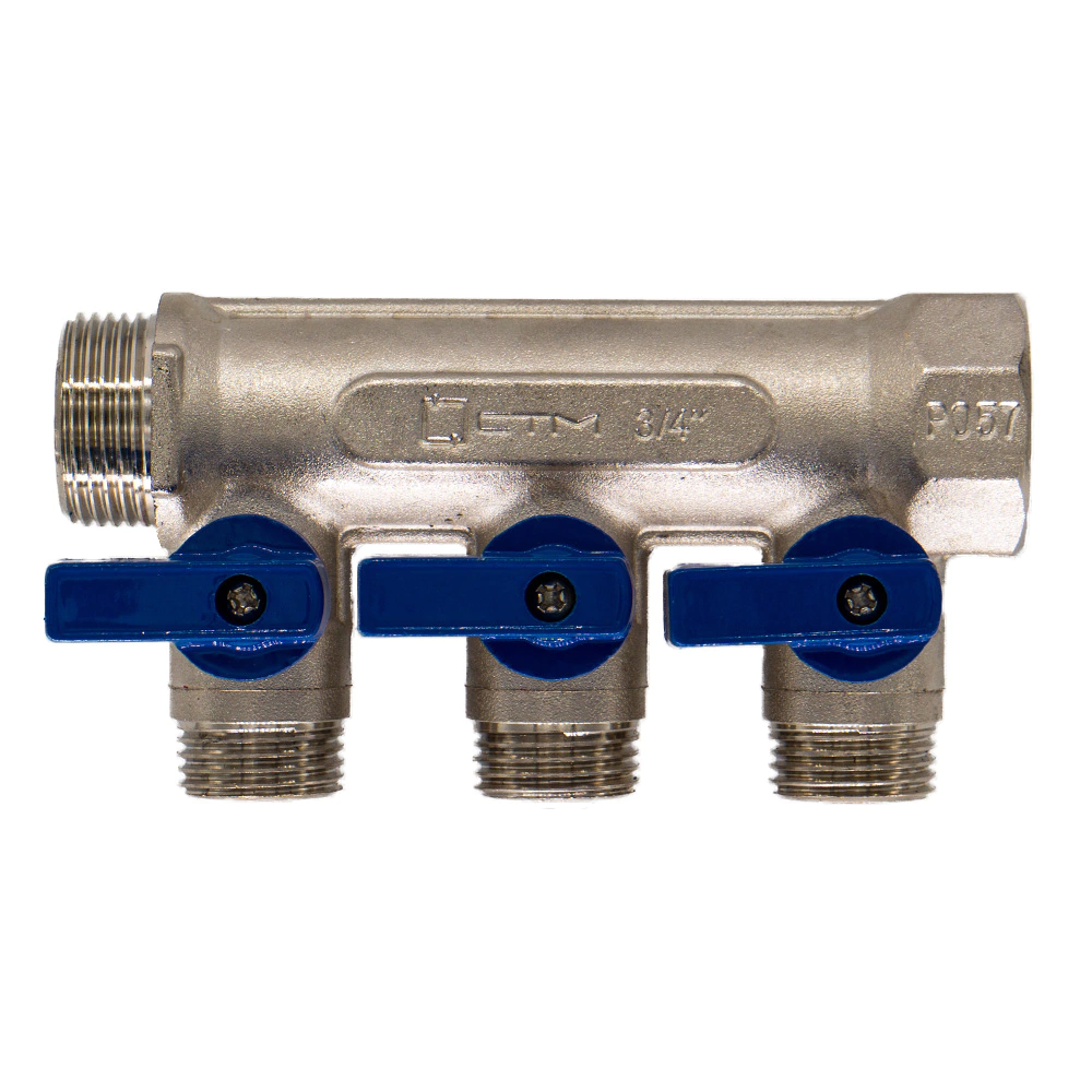 Коллектор 3 выхода с шаровыми кранами 3/4"х1/2" СТМ
