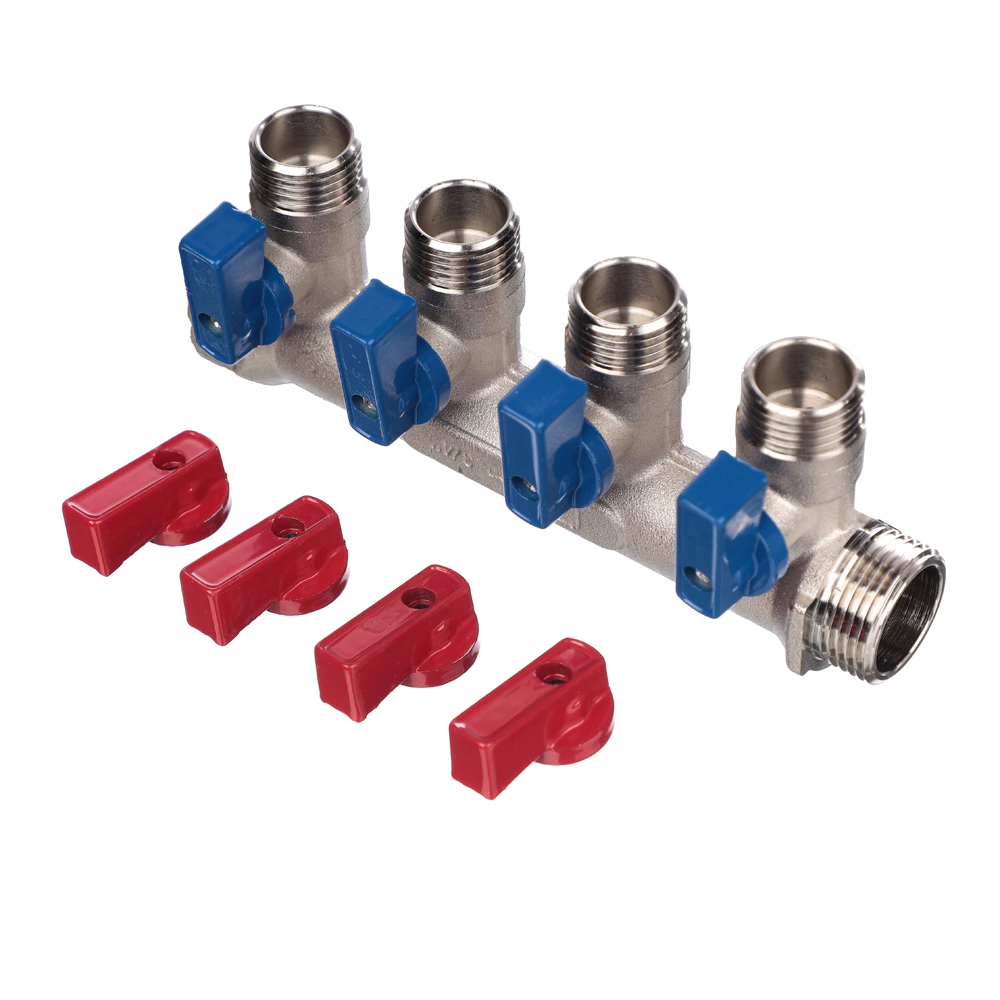 Коллектор 4 выхода с шаровыми кранами 3/4"х1/2" СТМ