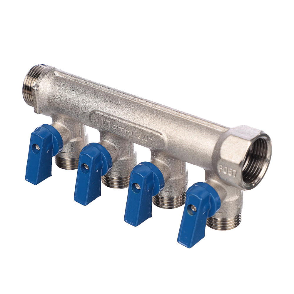 Коллектор 4 выхода с шаровыми кранами 3/4"х1/2" СТМ