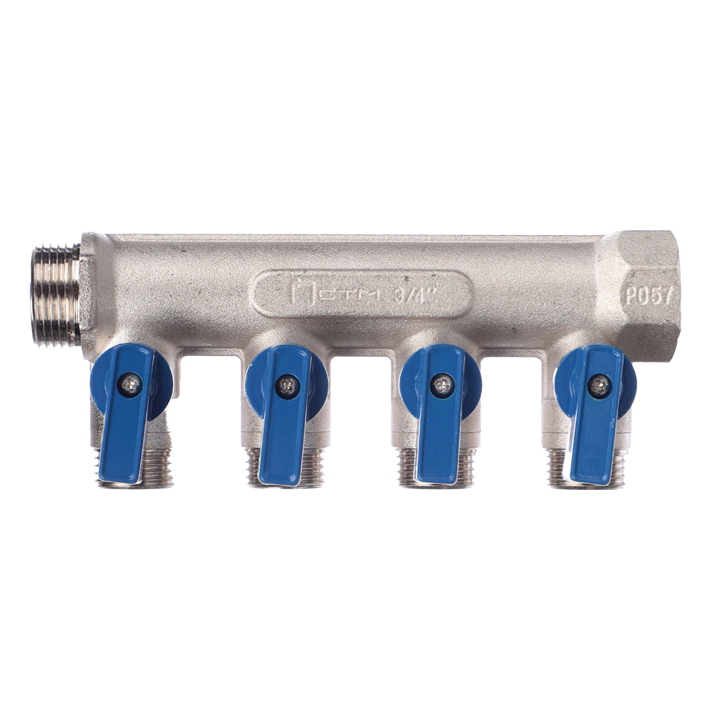 Коллектор 4 выхода с шаровыми кранами 3/4"х1/2" СТМ