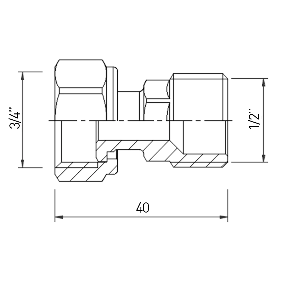 Полусгон 1/2"x3/4" с накидной гайкой VALTEC
