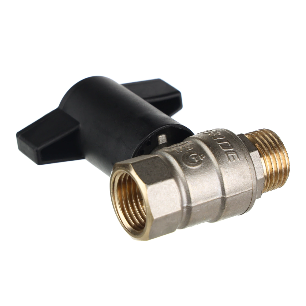 Кран шаровый LD 1/2'' РВ-РН красная пластиковая ручка