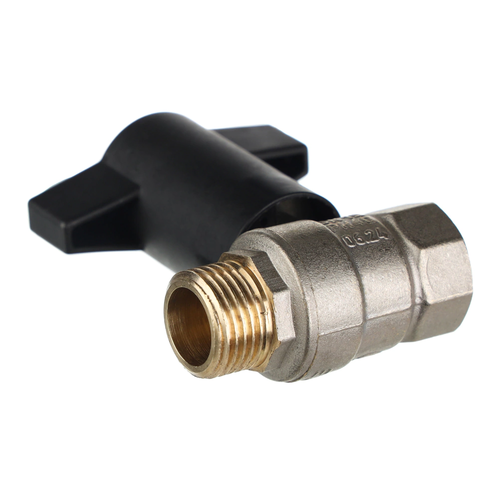 Кран шаровый LD 1/2'' РВ-РН красная пластиковая ручка