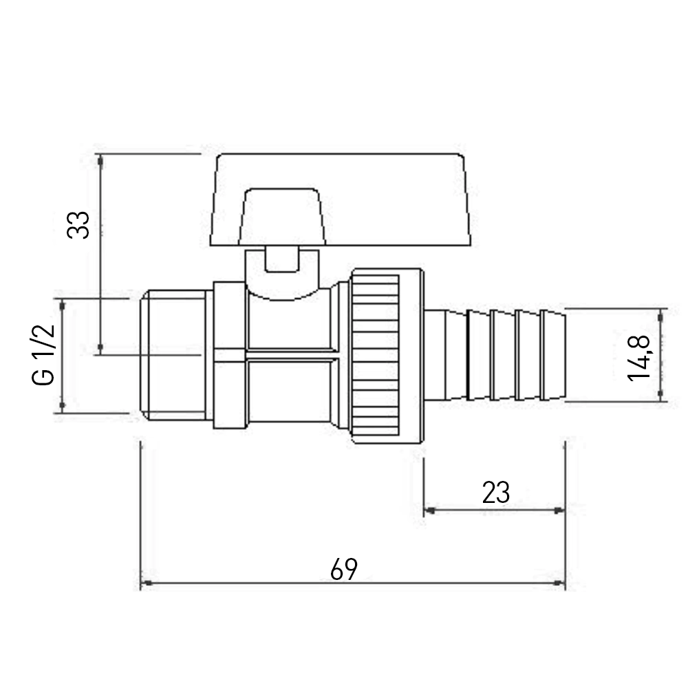 Кран шаровой дренажный 1/2"- штуцер VALTEC