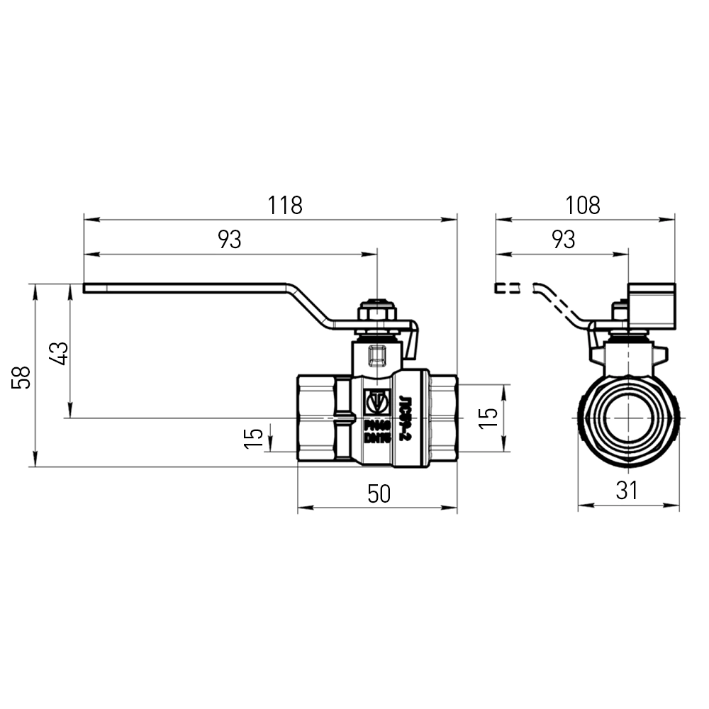 Кран шаровой 1/2'' РВ-РВ ручка ГОСТ VALTEC
