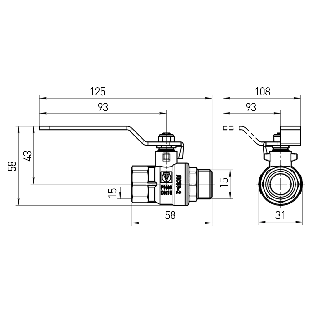 Кран шаровой 1/2'' РВ-РН ручка ГОСТ VALTEC