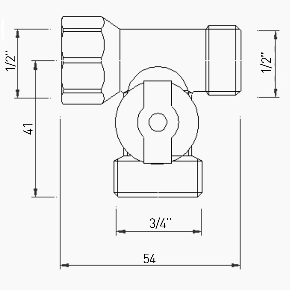 Кран шаровый Valtec 1/2х3/4х1/2"