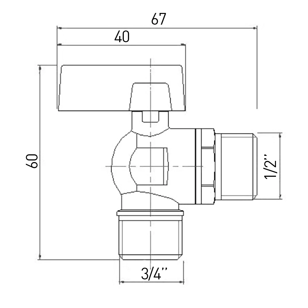 Кран шаровый Valtec 1/2х3/4"