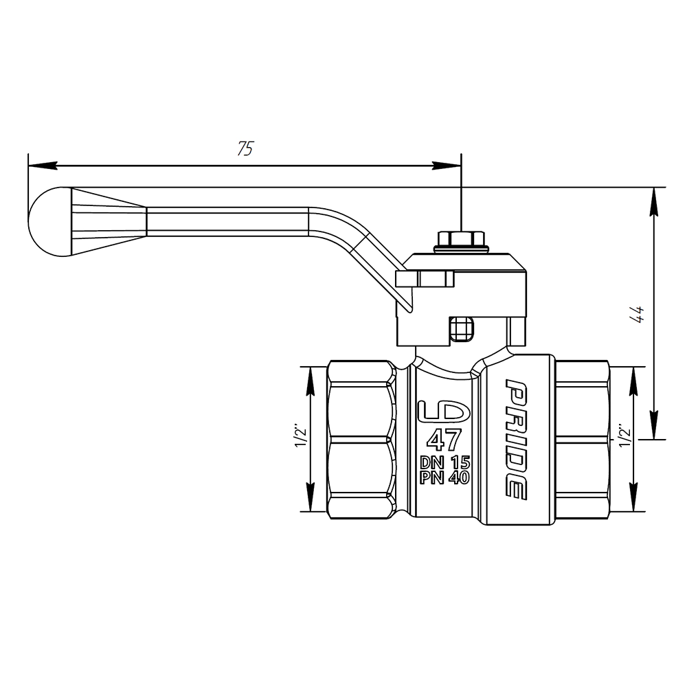 Кран шаровый LD 1/2" РВ-РВ ручка