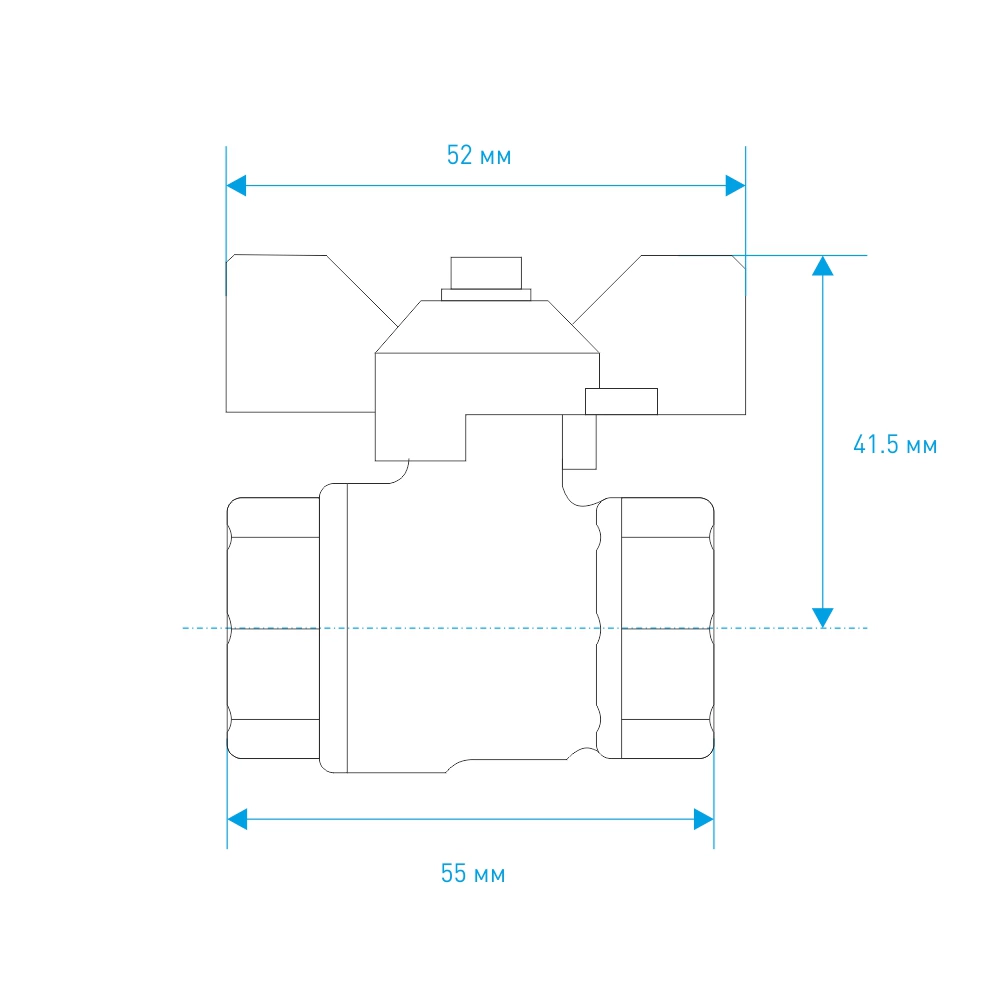 Кран шаровый LD 3/4" РВ-РВ бабочка