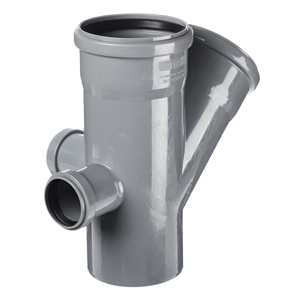 Крестовина канализационная РТП двухплоскостная d110/110 мм угол 45°/d50+50 угол 90° правая+тыл