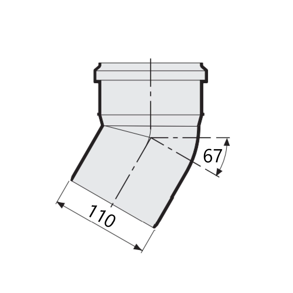 Колено канализационное СИНИКОН с шумопоглощением 110 мм угол 67°