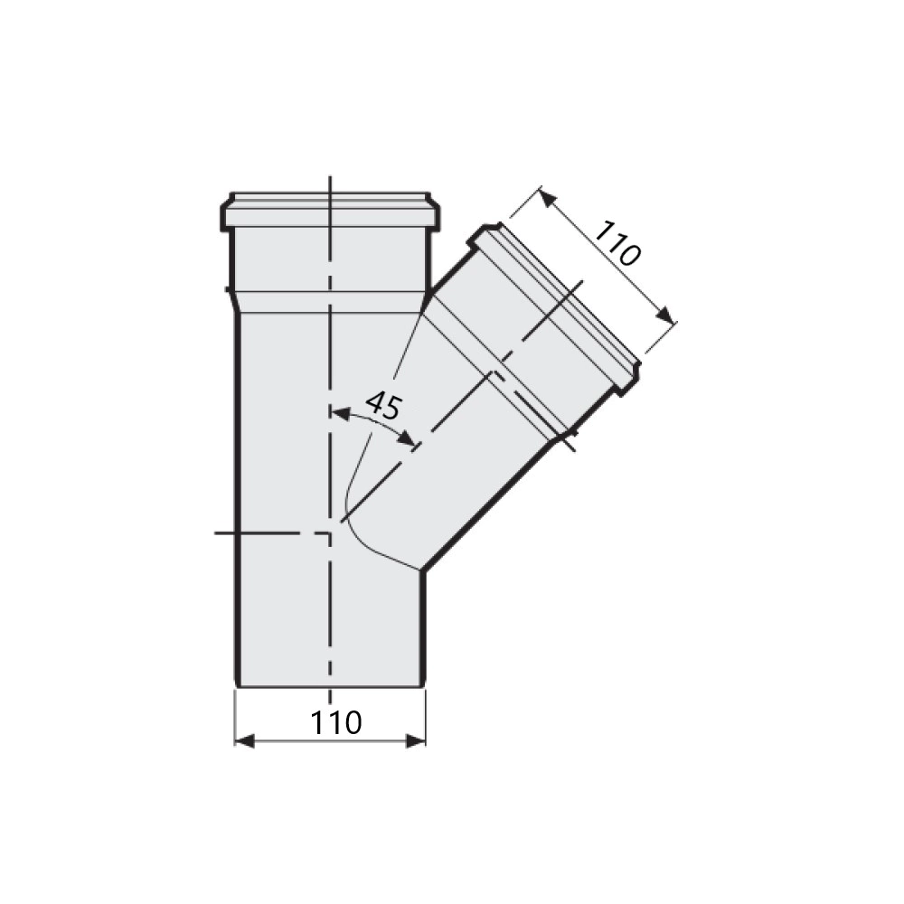 Тройник канализационный СИНИКОН с шумопоглощением 110/110 мм угол 45°