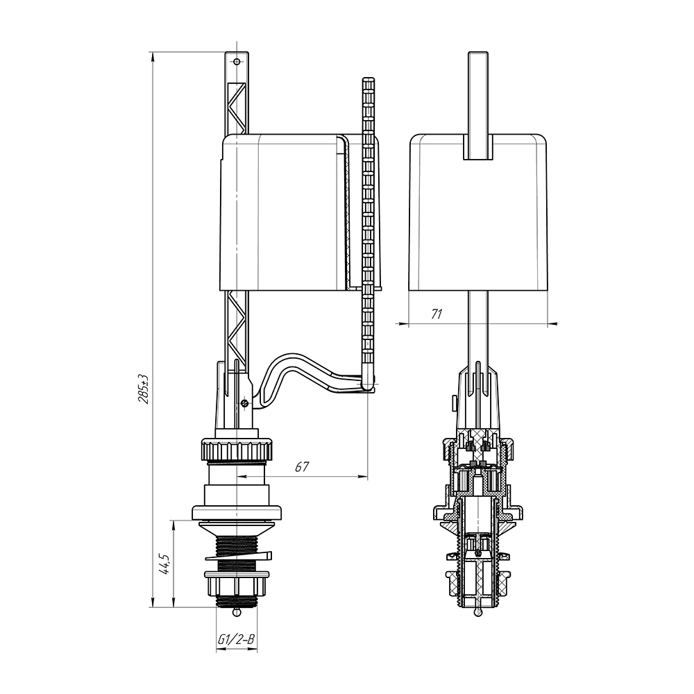 Клапан заливной ИнкоЭр 1/2" нижний подвод латунь