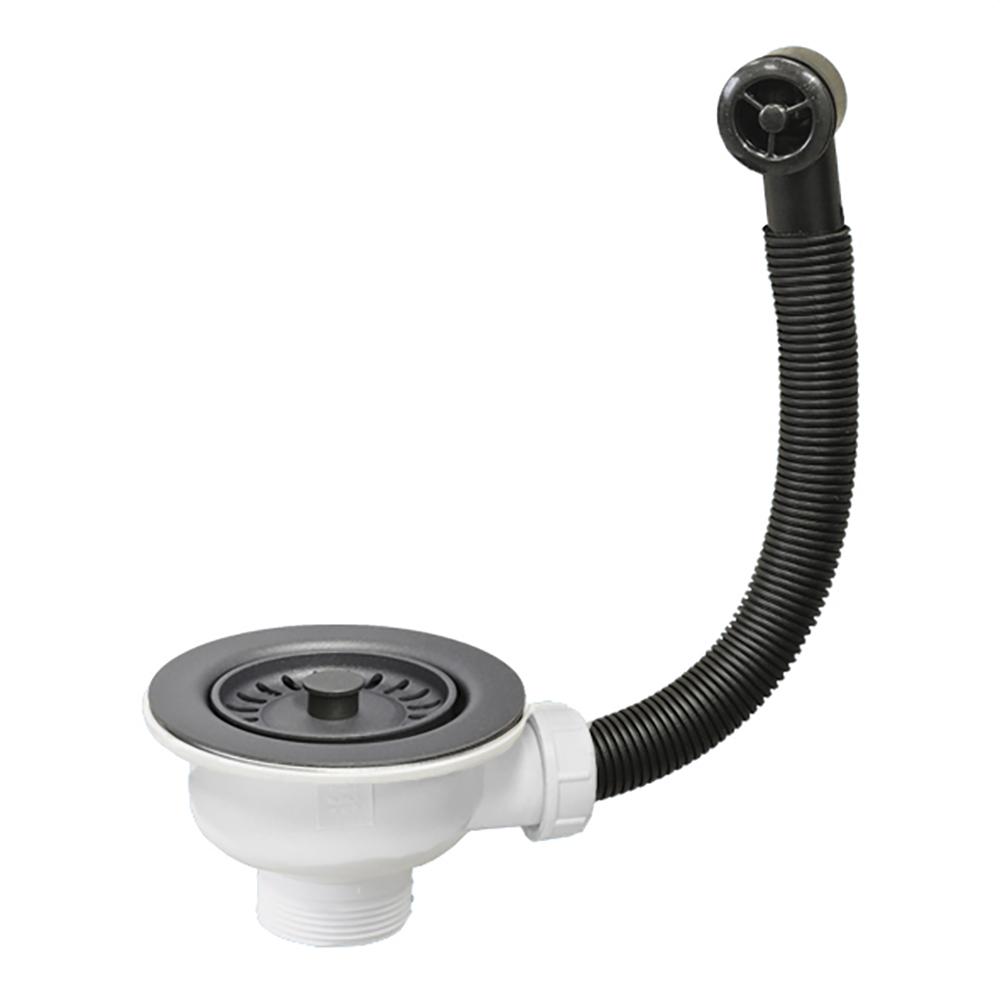 McAlpine Выпуск для мойки McAlpine 3 1/2" круглый перелив с решеткой-пробкой черный