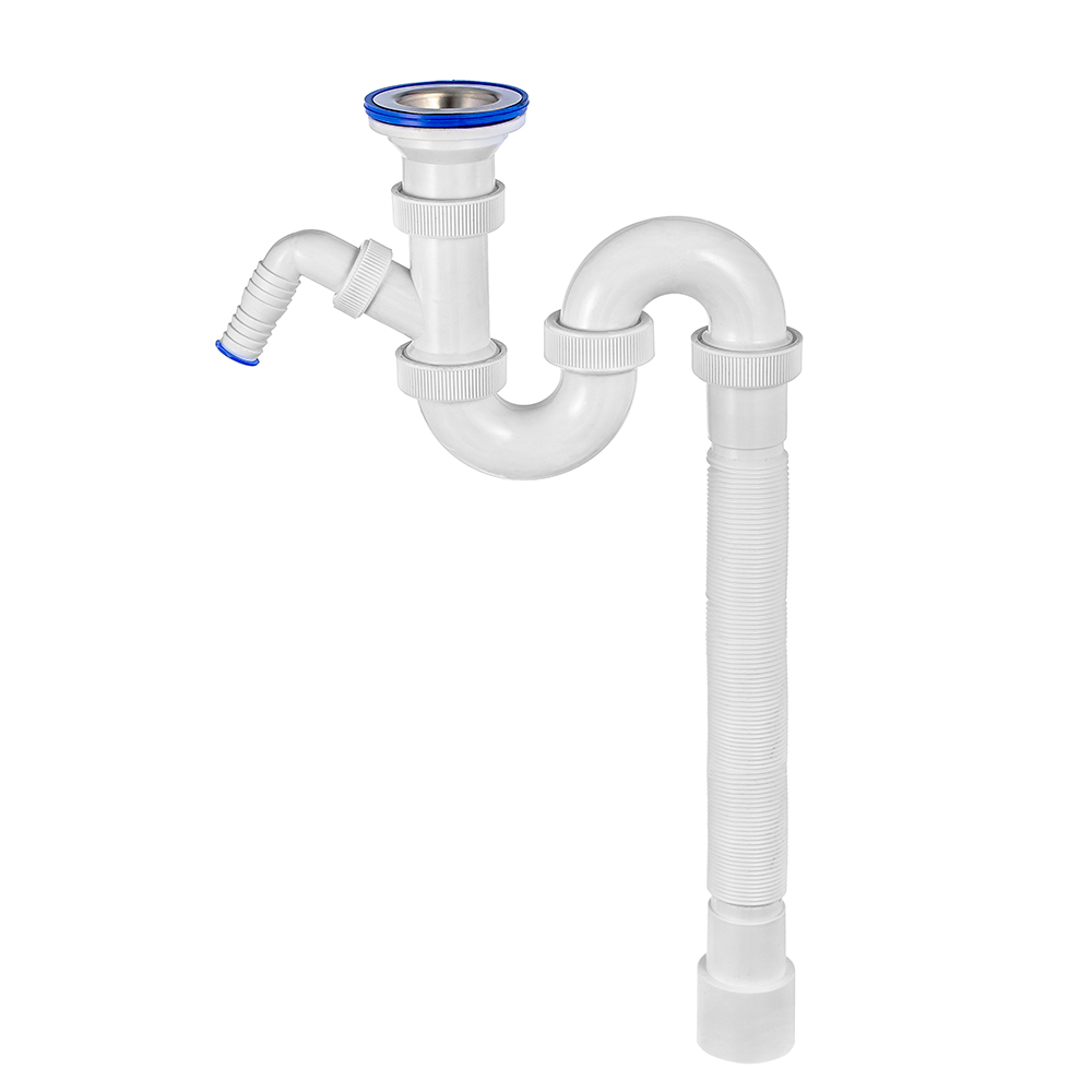 Virplast Сифон для мойки Virplast 1 1/2"х40 мм прямоточный, отвод для бытовой техники, гофротруба 40х40/50 мм