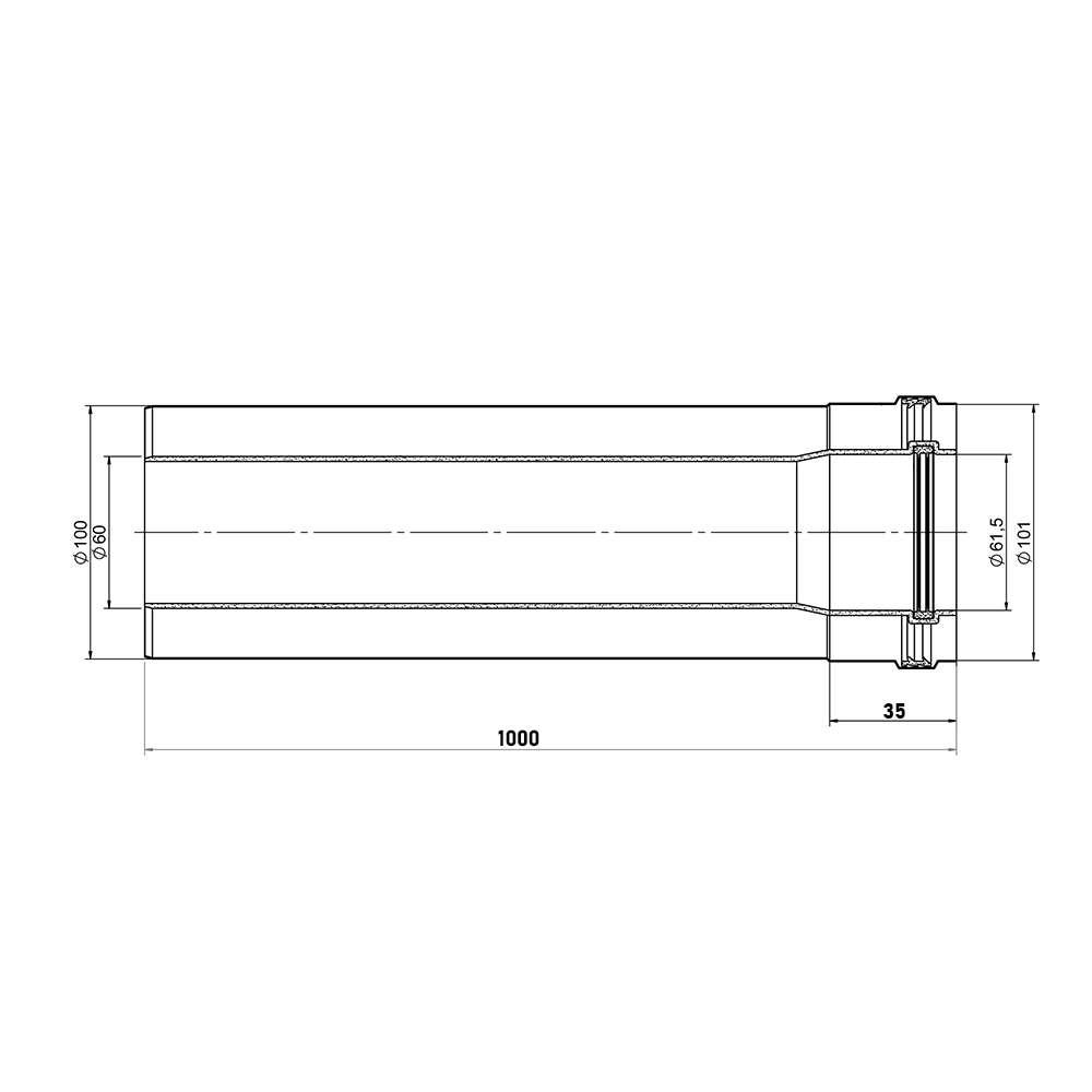 Удлинитель коаксиальный FT GROUP d60/100 мм L-1000 мм