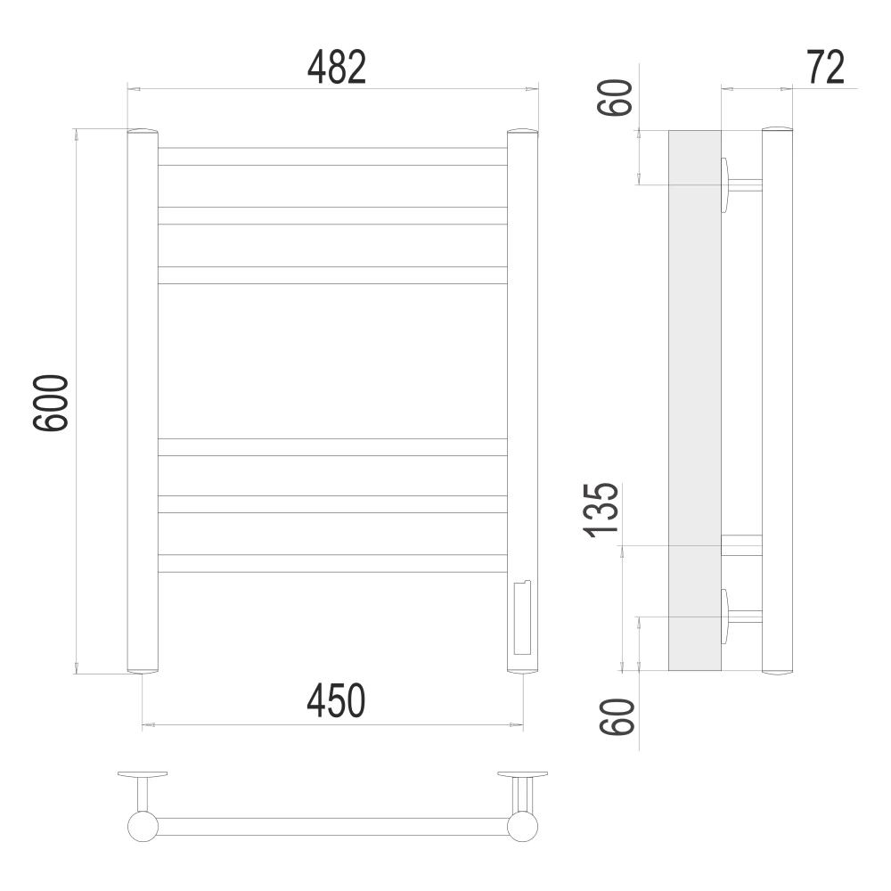 Полотенцесушитель электрический TERMINUS Аврора П6 450х600 мм белый матовый