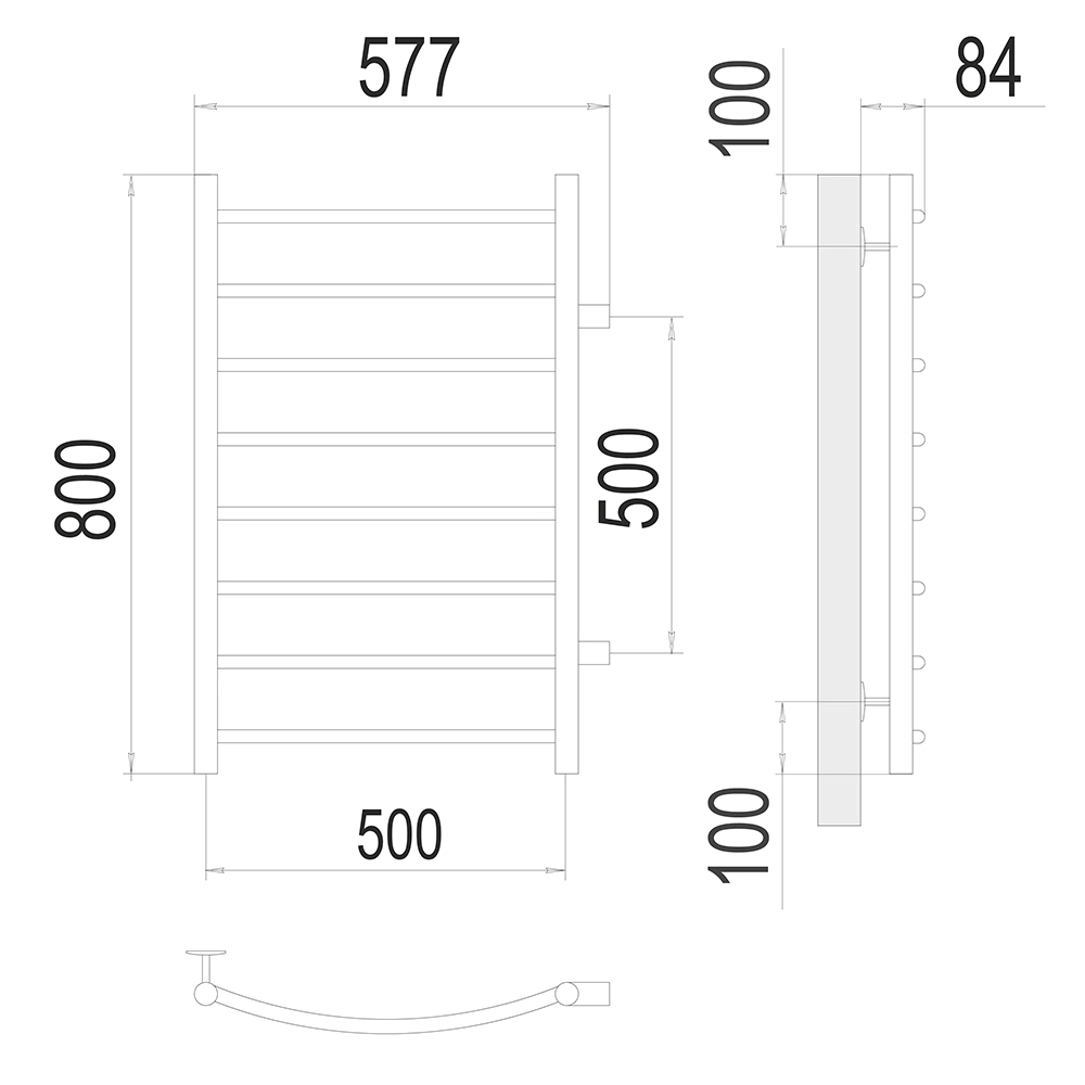 Полотенцесушитель водяной TERMINUS Классик П8 500х800 мм нержавеющая сталь хром