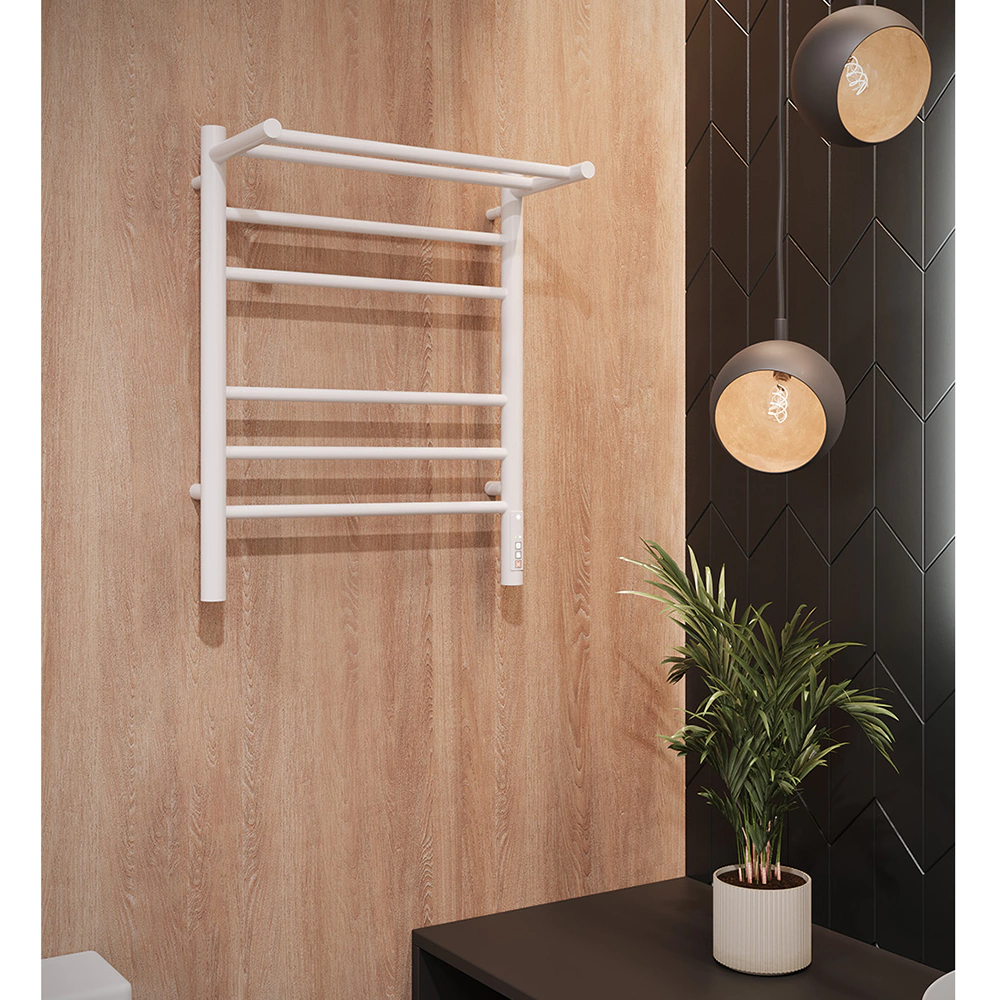 Полотенцесушитель электрический TERMINUS Аврора П6 450х600 мм с полкой белый