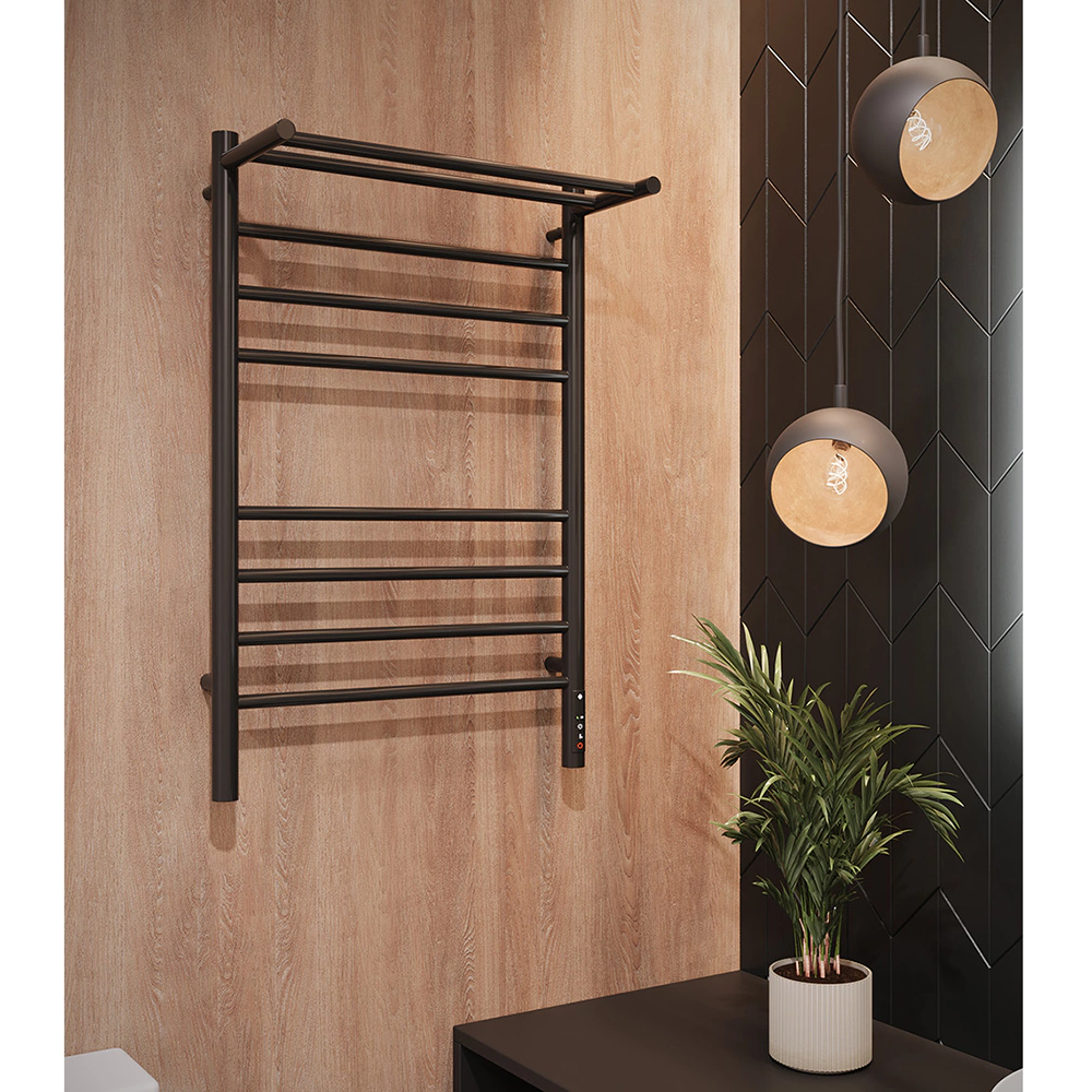 Полотенцесушитель электрический TERMINUS Аврора П8 500х800 мм с полкой черный