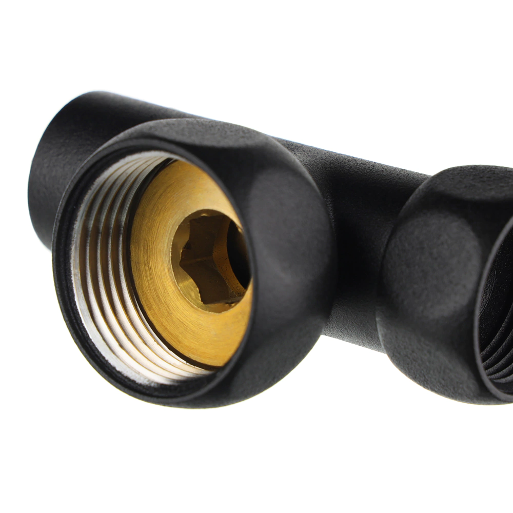 Вентиль для полотенцесушителя угловой 1"х3/4" РВ-РВ черный АРГО 2 шт