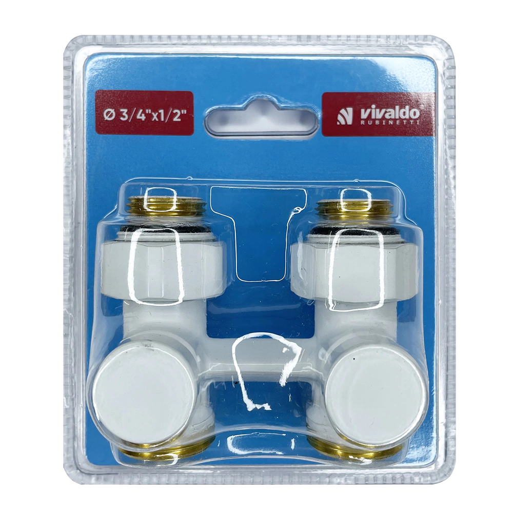 Узел H-образный для подключения радиатора прямой 1/2х3/4" белый VIVALDO