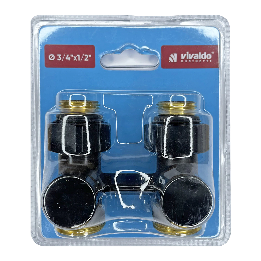 Узел H-образный для подключения радиатора прямой 1/2х3/4" черный VIVALDO