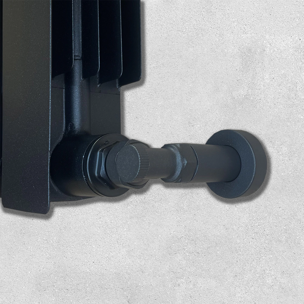 Комплект вентилей для подключения радиатора 1/2" термостатический угловой антрацит VIVALDO