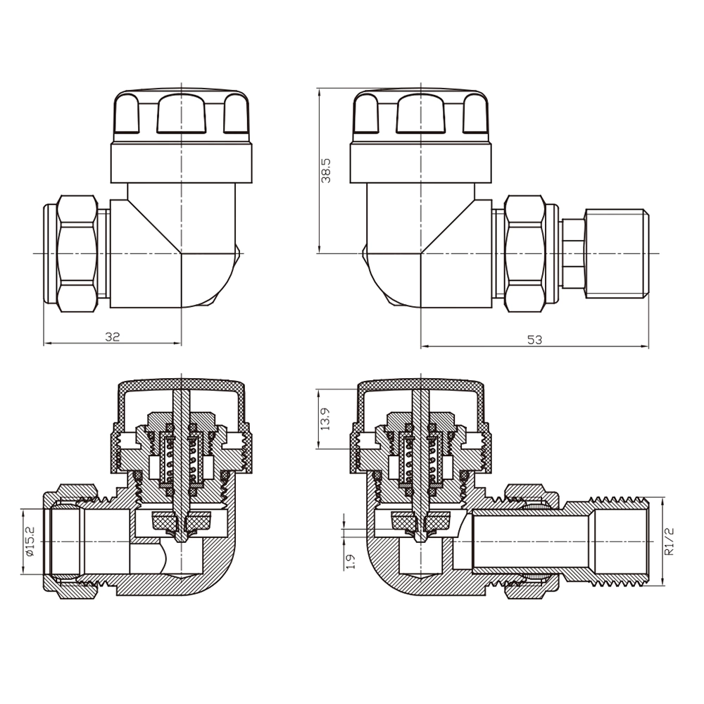 Комплект термостатический осевой 1/2" хром VIVALDO