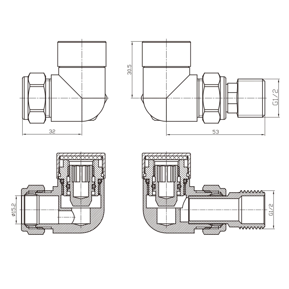 Комплект термостатический осевой 1/2" антрацит VIVALDO