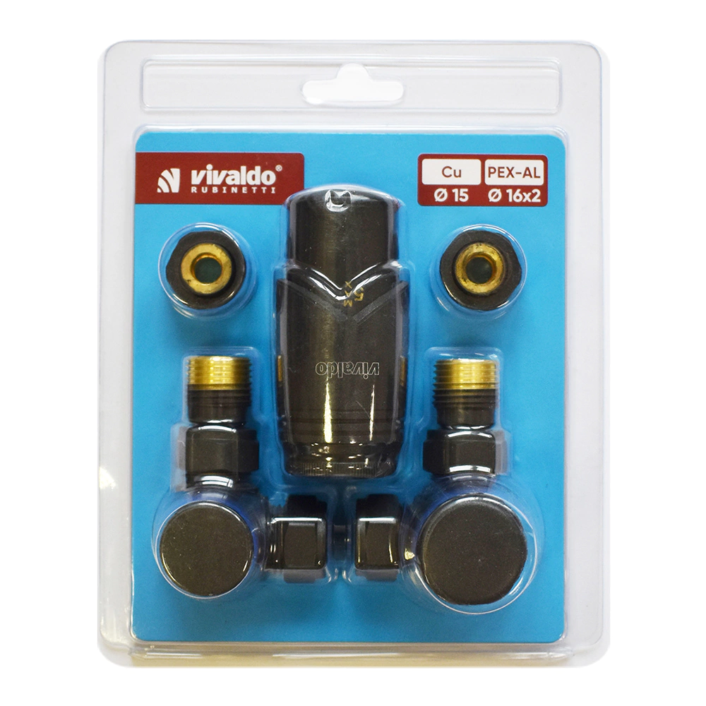 Комплект термостатический осевой 1/2" антрацит VIVALDO