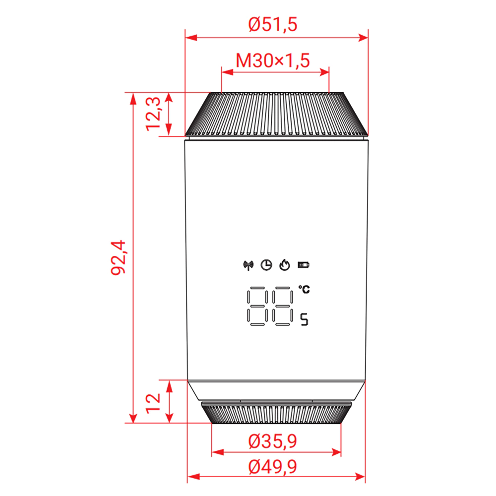 Головка термостатическая электронная белая M30x1,5 Royal Thermo Smart Heat