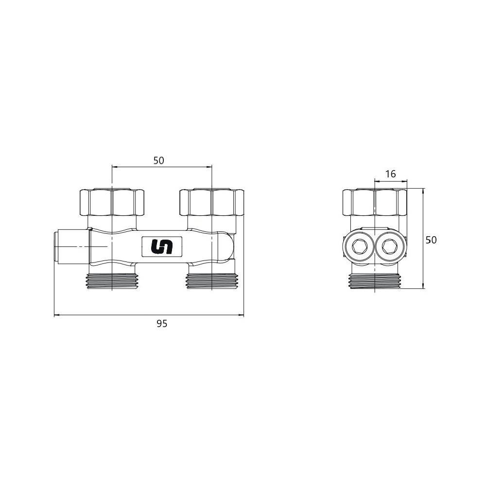 Узел X-образный для подключения радиатора 3/4" прямой перекрестный Uni-Fitt