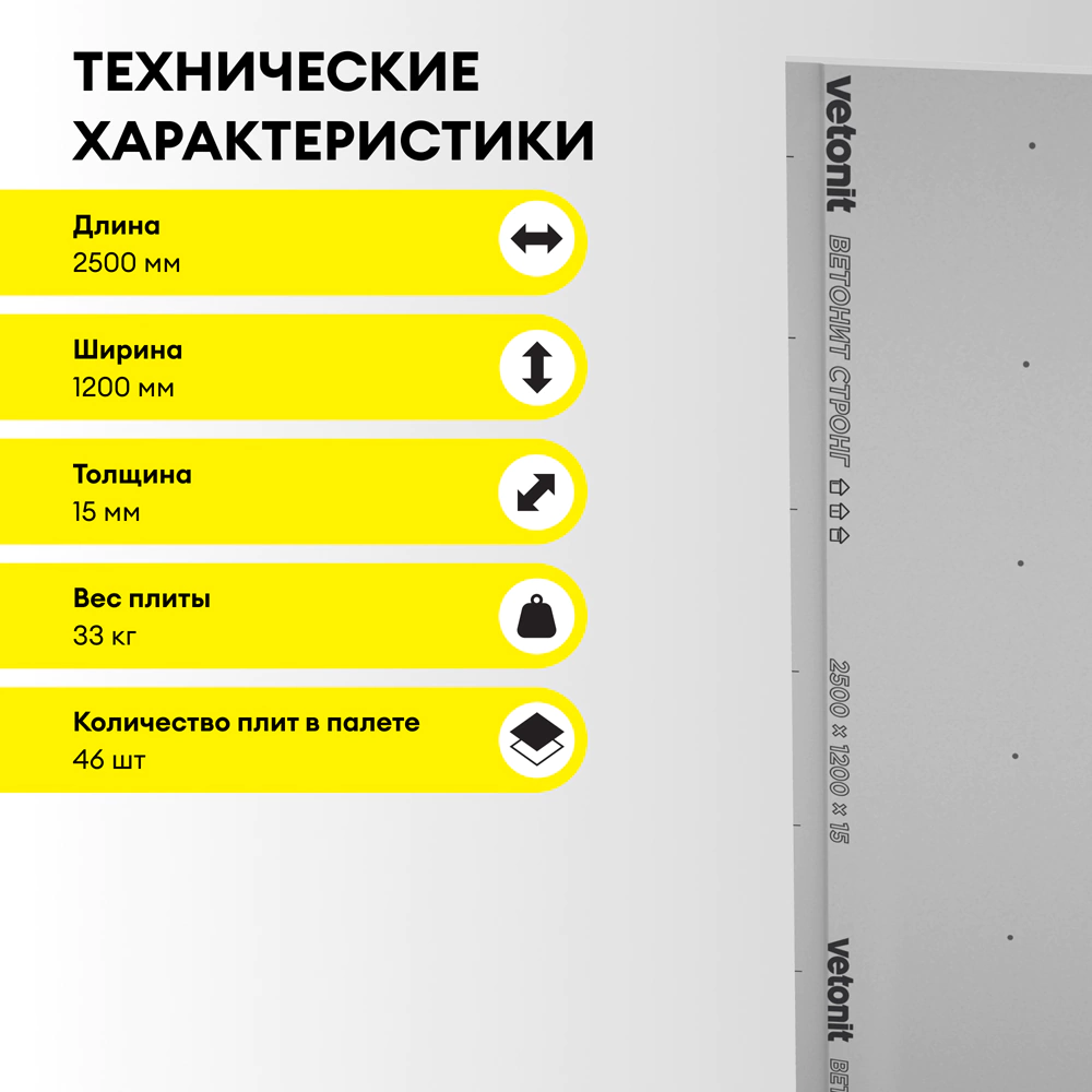 Гипсокартон высокопрочный 15 мм 2500х1200 мм Gyproc Стронг