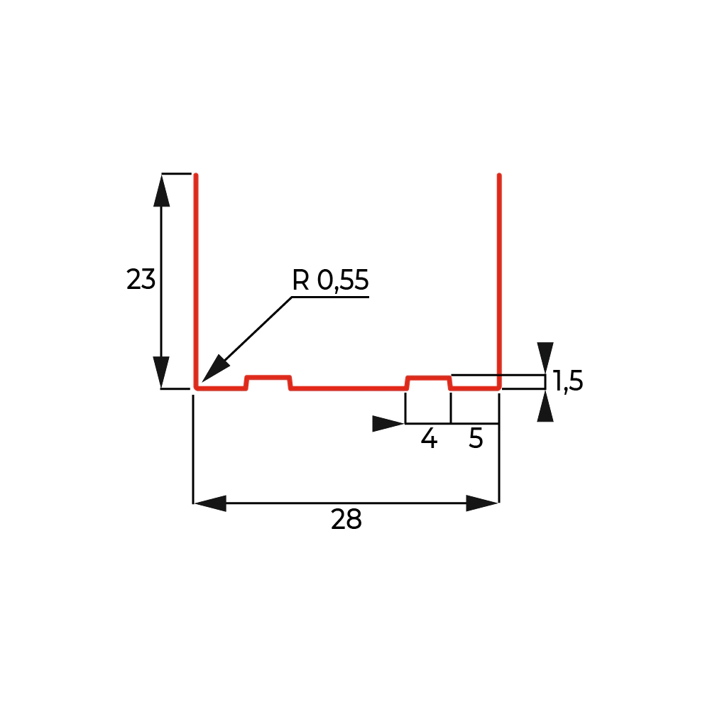Профиль направляющий 27х20х3000 мм 0,4 мм