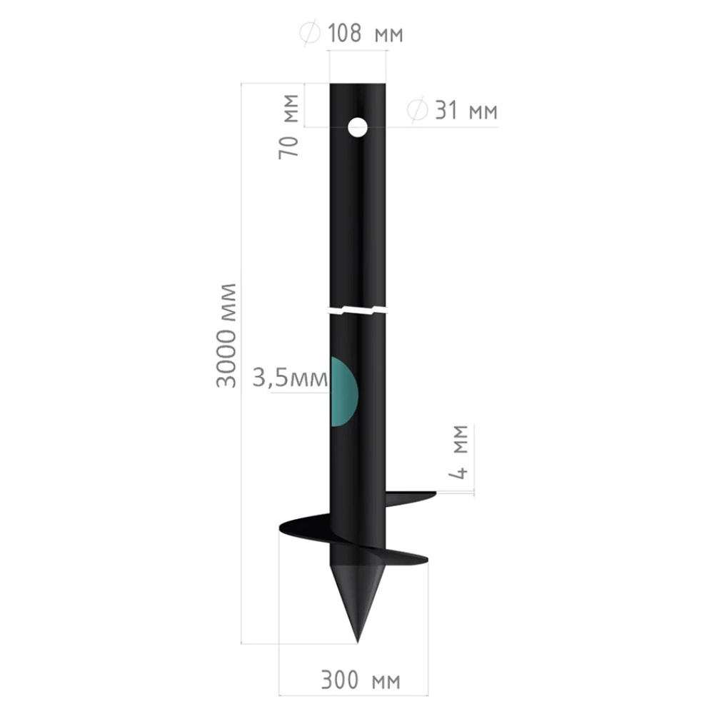 Свая винтовая БЗВС 108x3000 мм