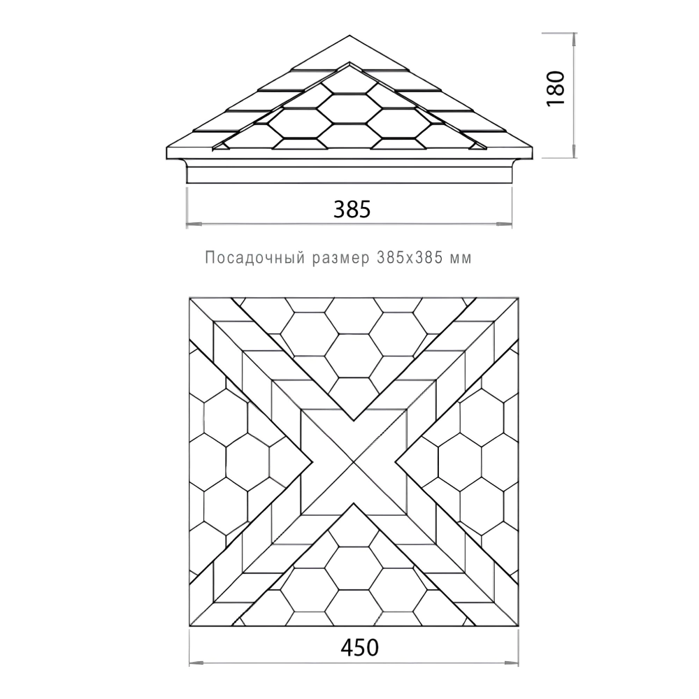 Колпак столба полимерно-песчаный 450x450x180 мм графит