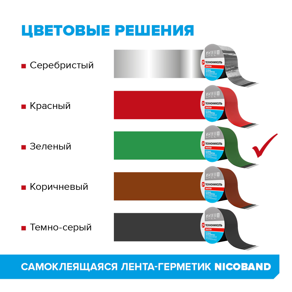 Герметизирующая лента ТЕХНОНИКОЛЬ NICOBAND 50 мм зеленая 3 м