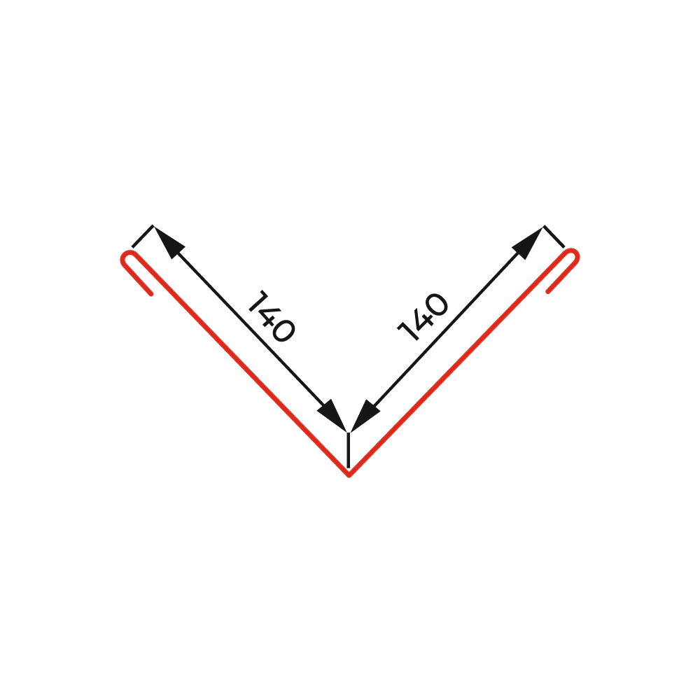 Ендова верхняя 140х140x2000 мм 0,45 мм черная RAL 9005