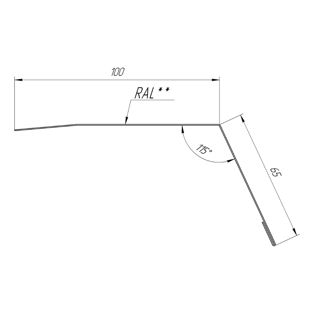 Планка карнизная 100х65x2000 мм 0,45 мм черная RAL 9005